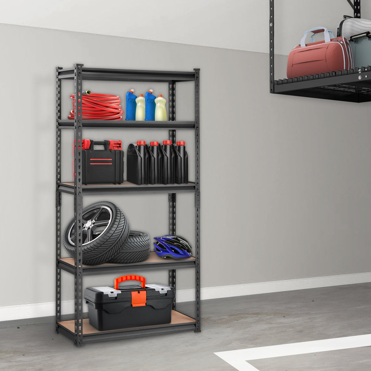 Storage Shelving Unit 5-Tier Heavy Duty Metal Garage Organizer Rack Black