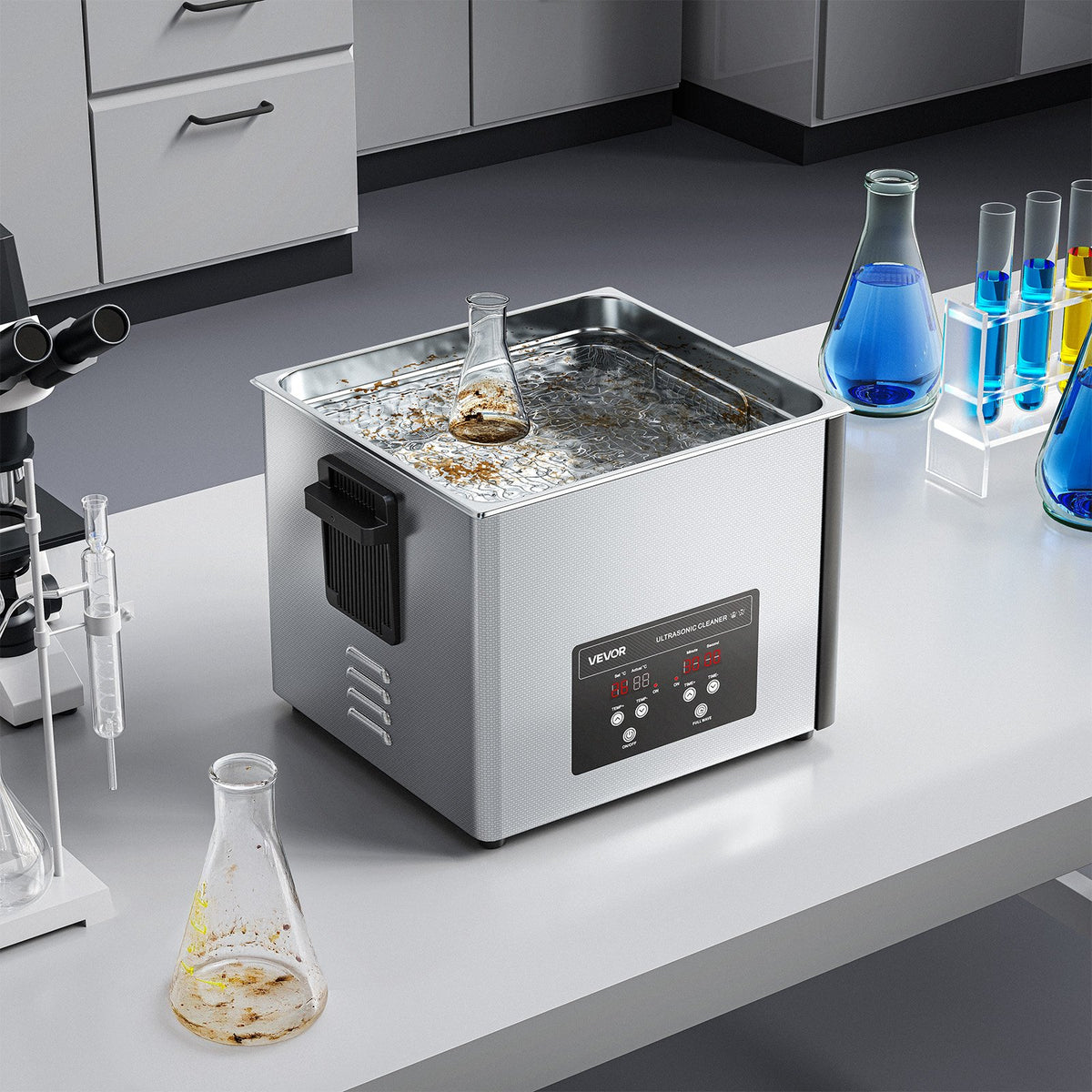 15L Ultrasonic Cleaner 240W 40kHz w/ Digital Display & Cleaning Basket