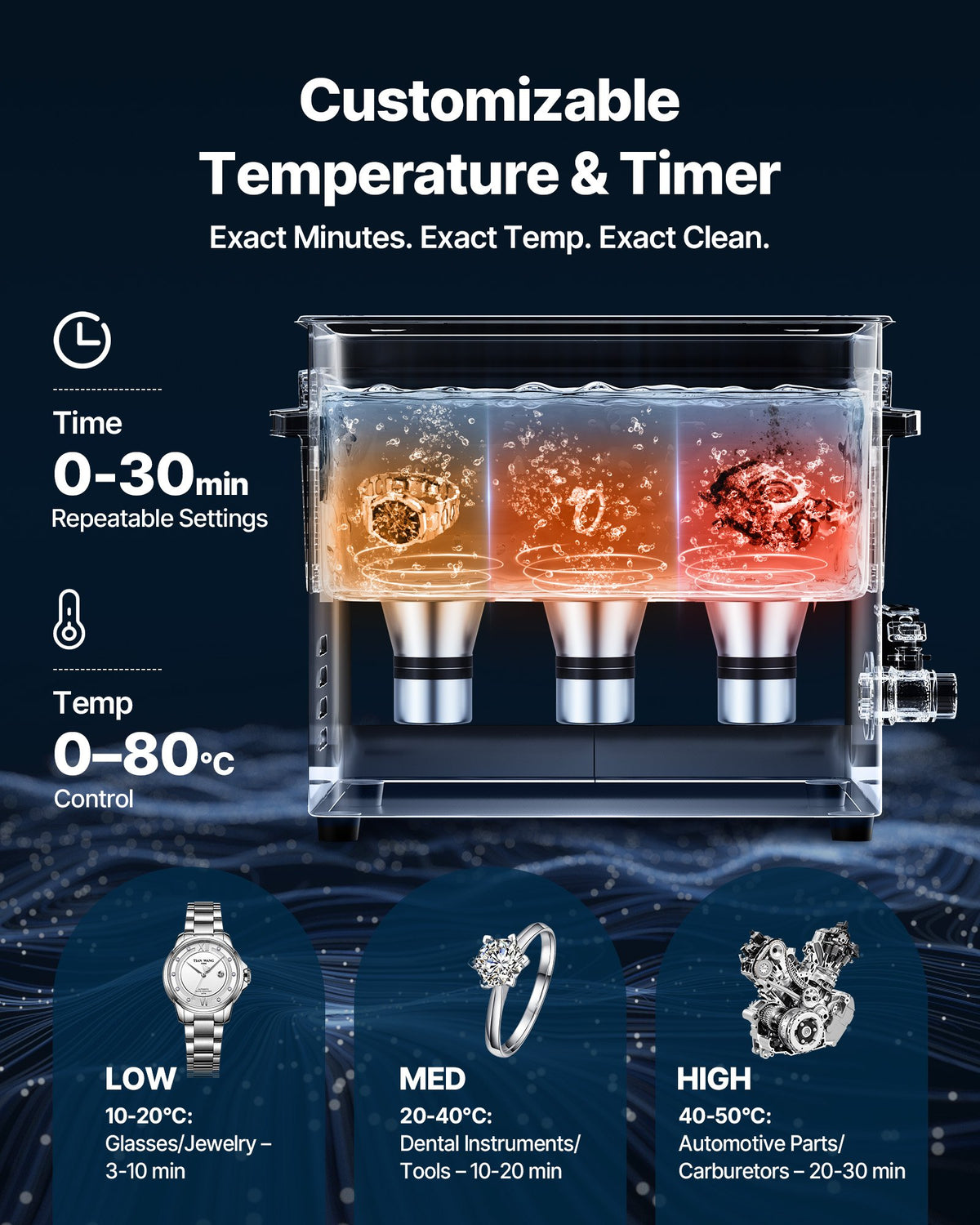 10L Ultrasonic Cleaner Digital Stainless Steel 40kHz for Jewelry Watches Coins