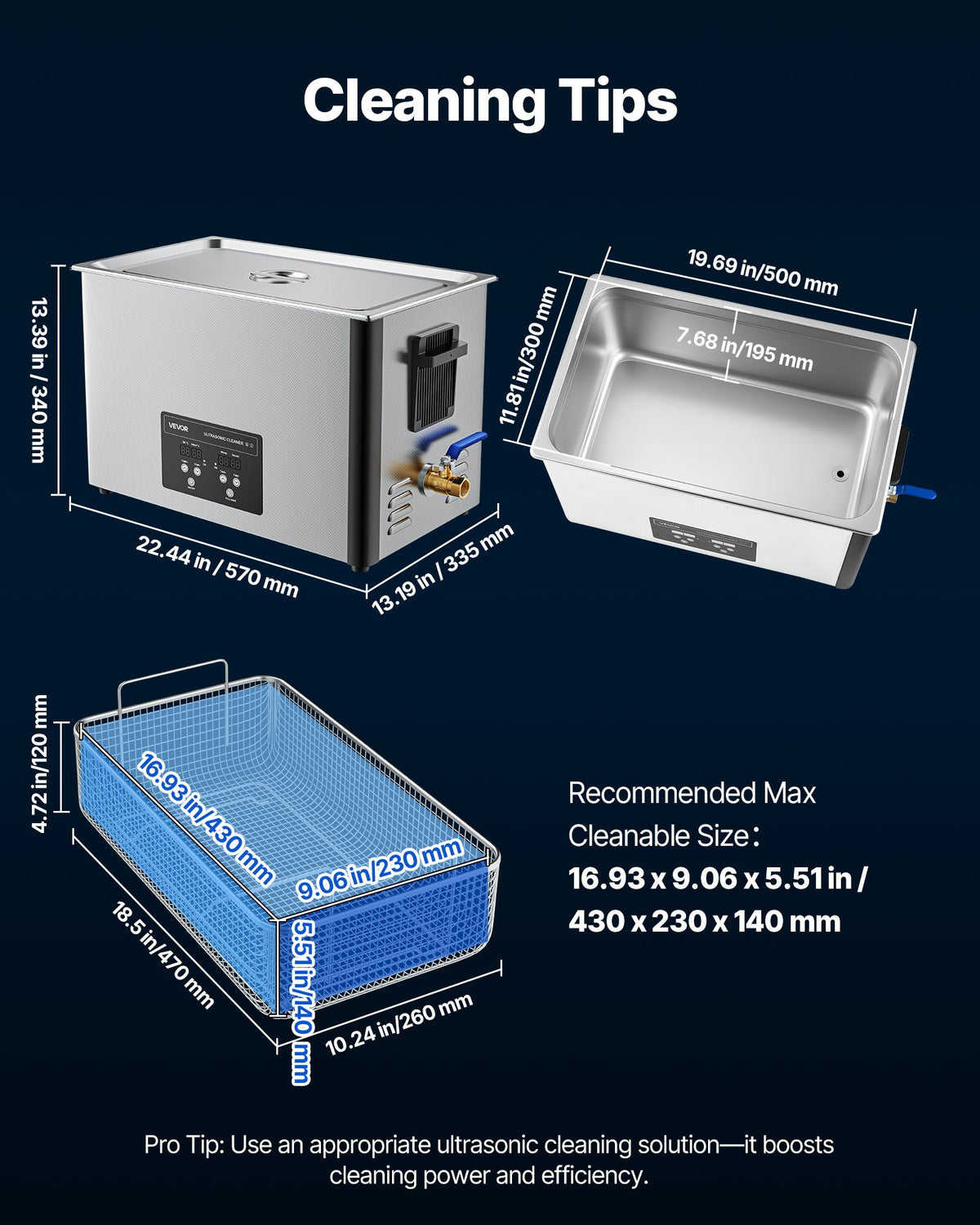 30L Ultrasonic Cleaner 480W 40kHz Stainless Steel Digital Parts Cleaner