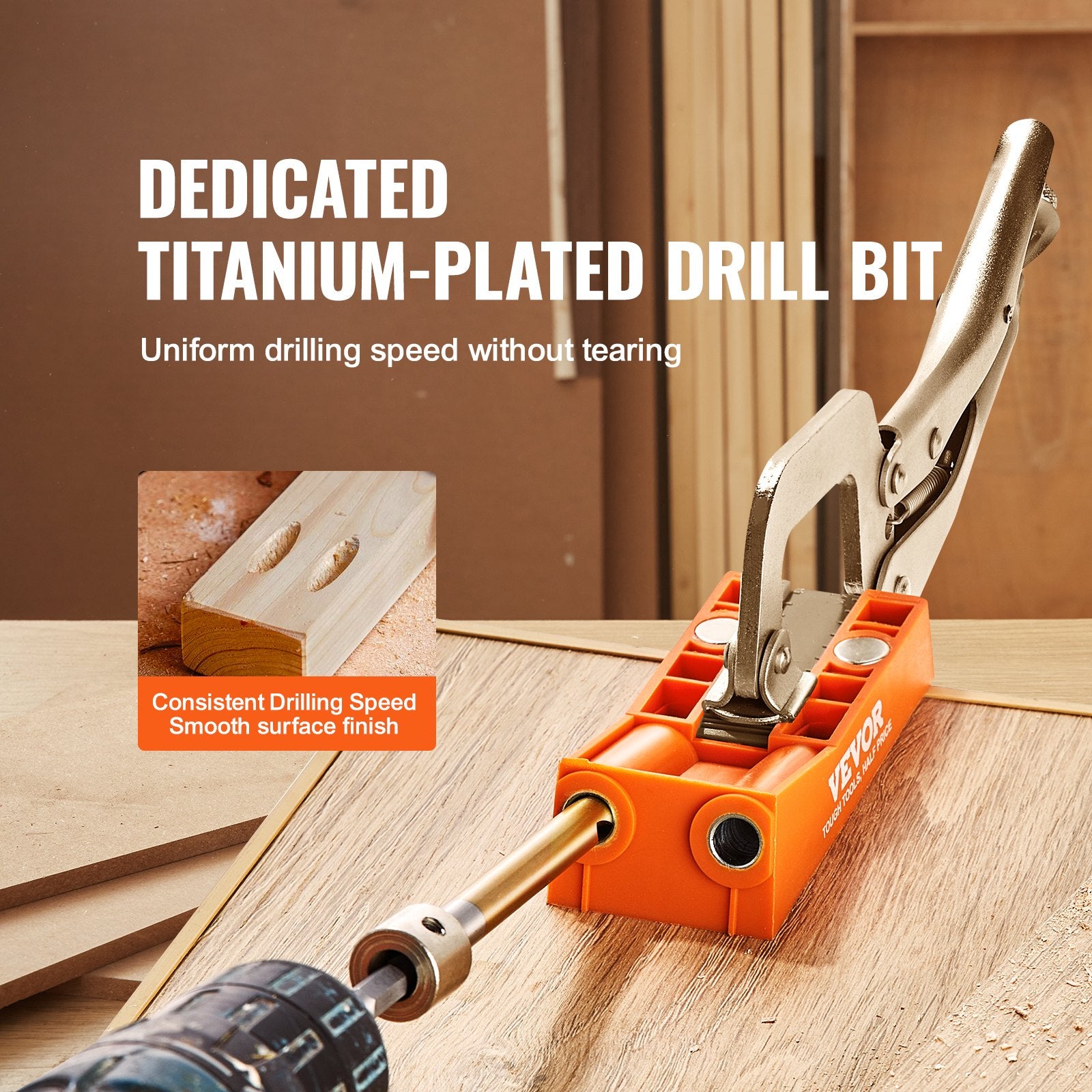 56PCS Pocket Hole Jig Kit w/ Clamp Drill Bit & Screws for Carpentry