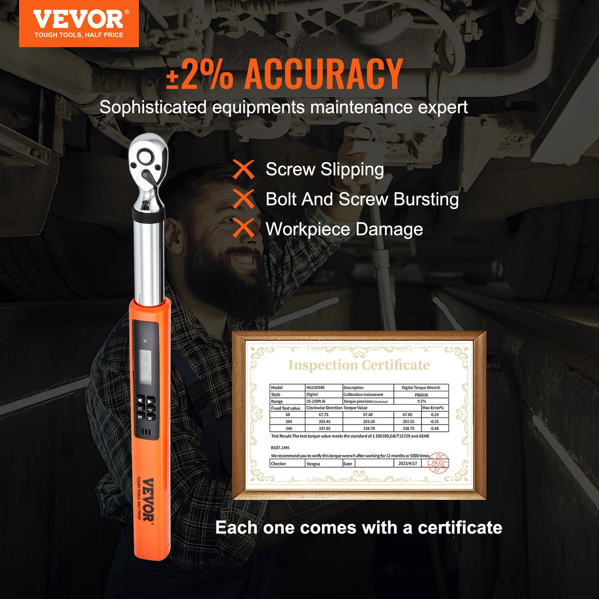 Torque Wrench Kit 3/8 Inch Digital 3.7-37 ft.lb 2% Accuracy 3-Mode LED