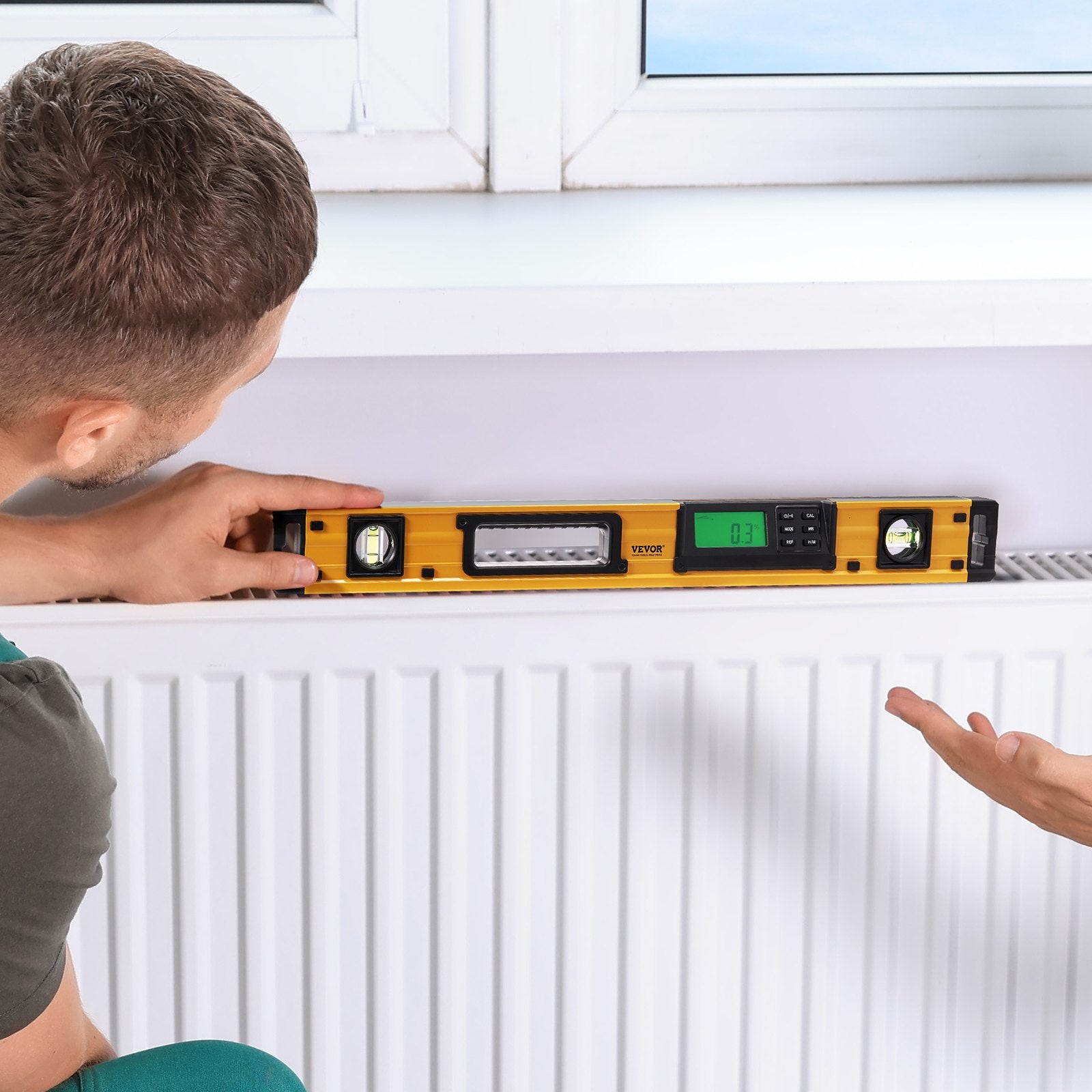Magnetic Torpedo Level 24 Inch LED Backlit Aluminum Alloy Bubble Vials Window