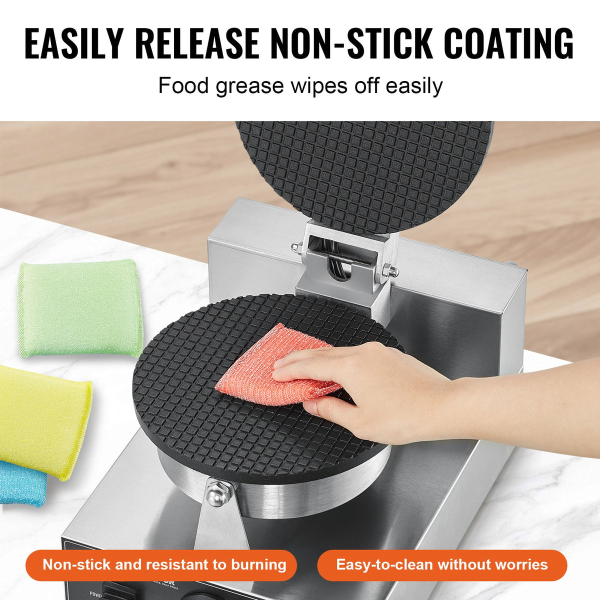 Electric Ice Cream Cone Maker 1230W Non-Stick Stainless Egg Roll Temp Control