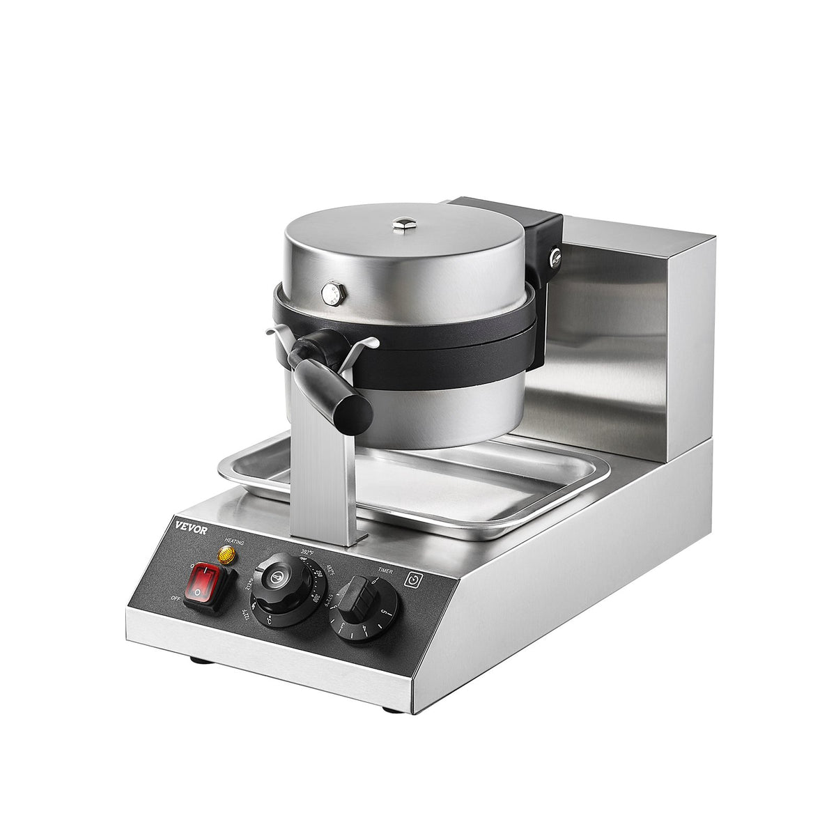 Commercial Waffle Maker 1300W Round Non-Stick Belgian Waffle Iron Temp Control
