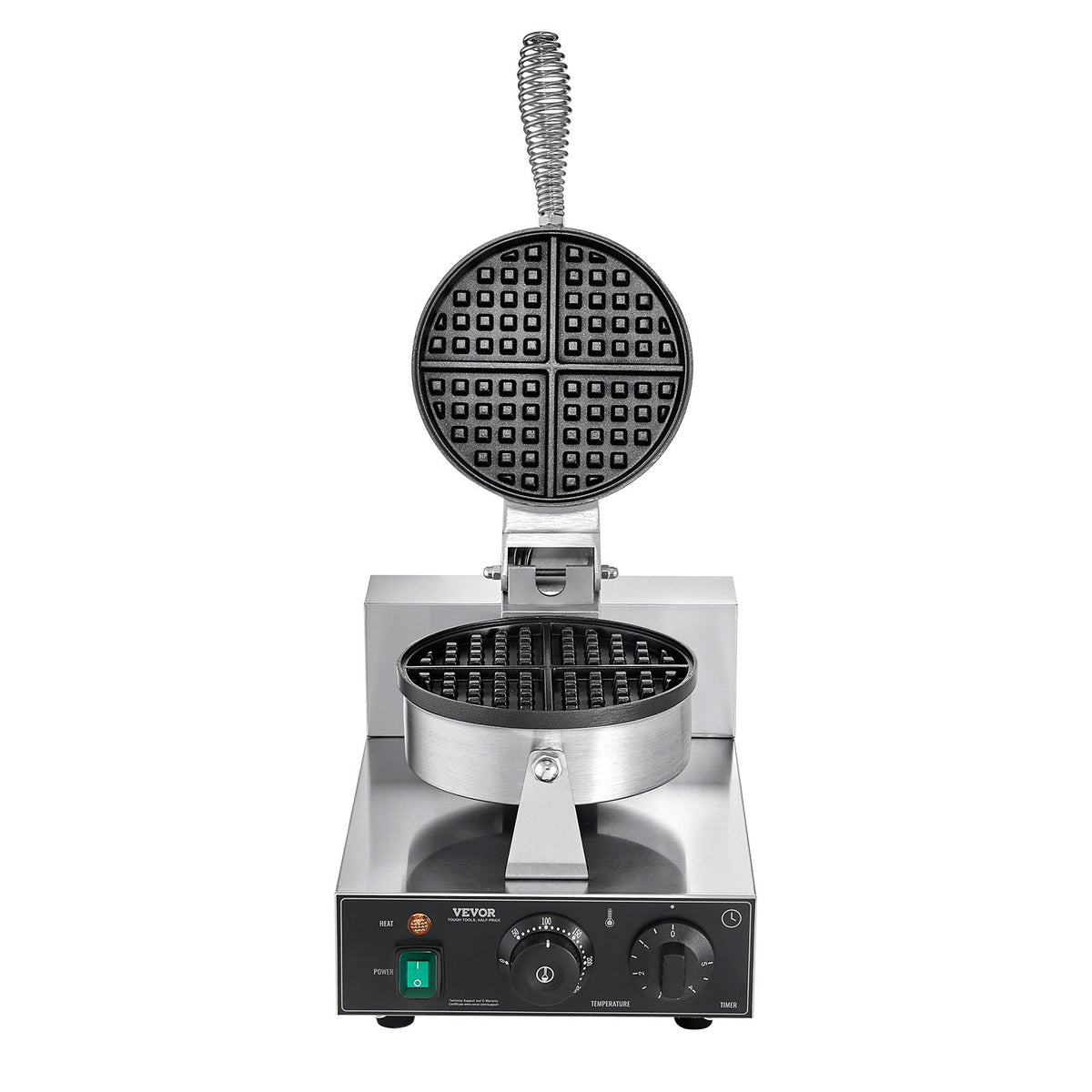 Commercial Waffle Maker 1230W Round Non-Stick Belgian Waffle Iron Temp Control