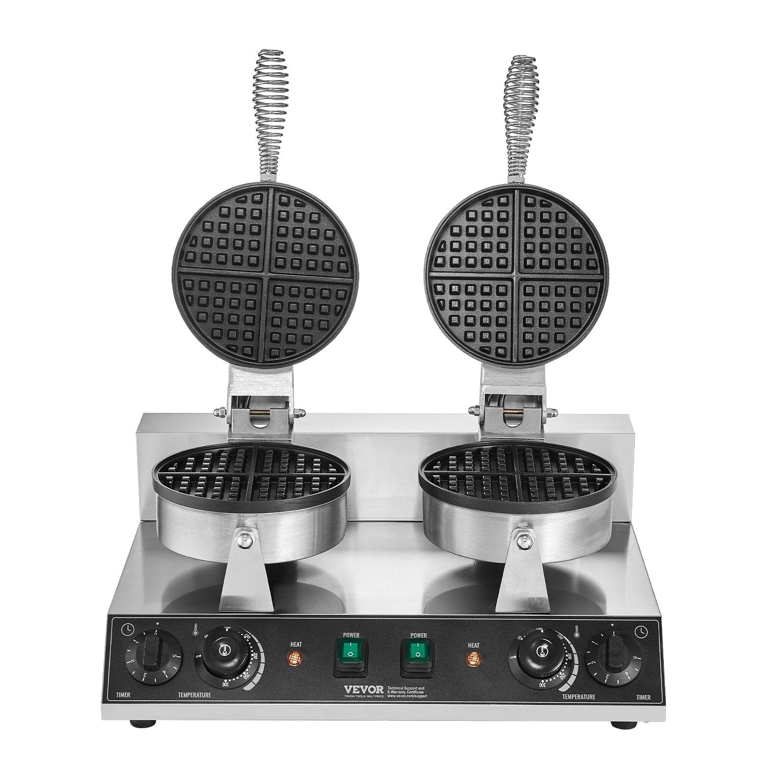 Commercial Waffle Maker Dual-Head 2460W, Non-Stick Stainless Belgian Waffle Iron