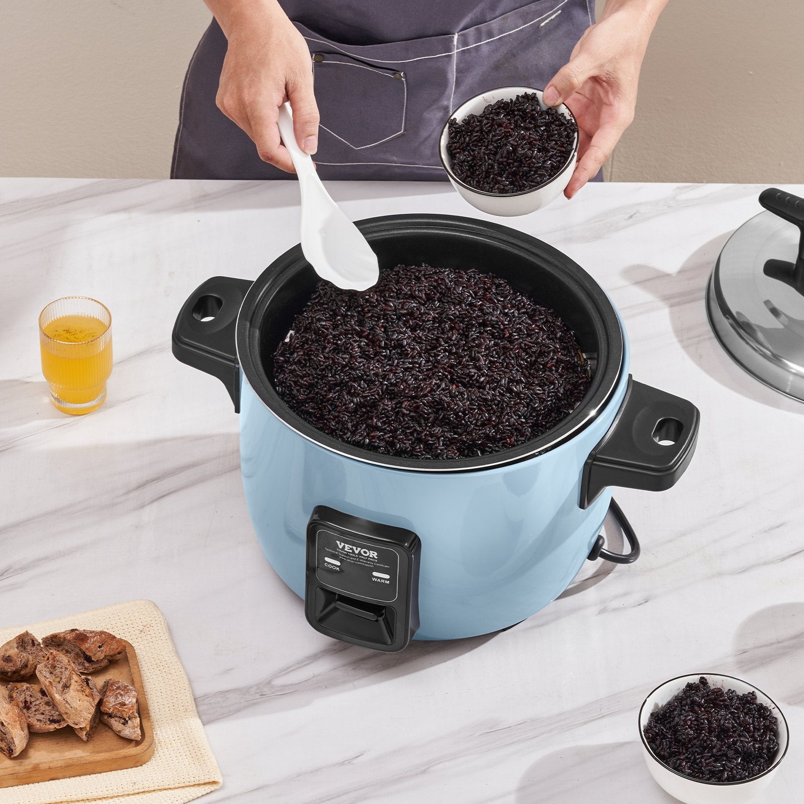 Commercial Rice Cooker 50-Cup 10L, Large Nonstick Cooker with Warmer & Paddle