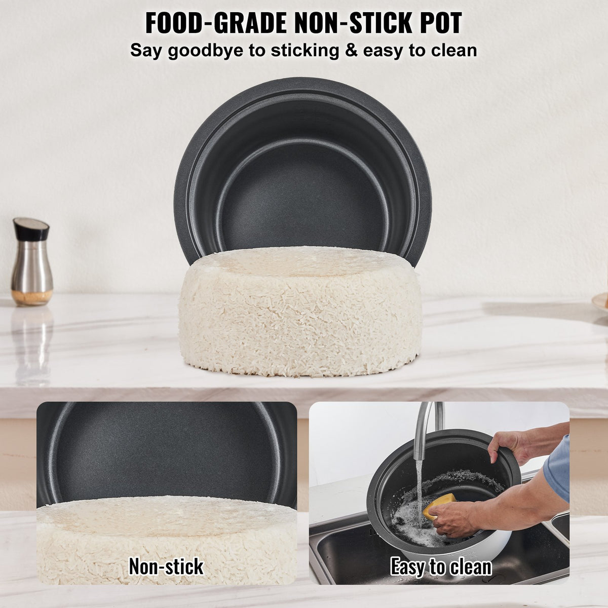 Commercial Rice Cooker 40-Cup 8L, Large Nonstick Cooker with 24H Warmer & Paddle
