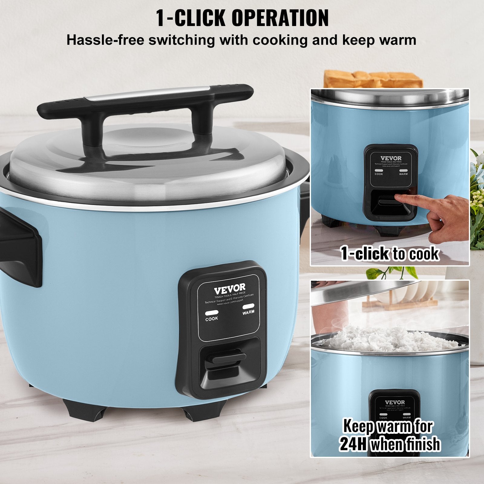 Commercial Rice Cooker 40-Cup 8L, Large Nonstick Cooker with 24H Warmer & Paddle
