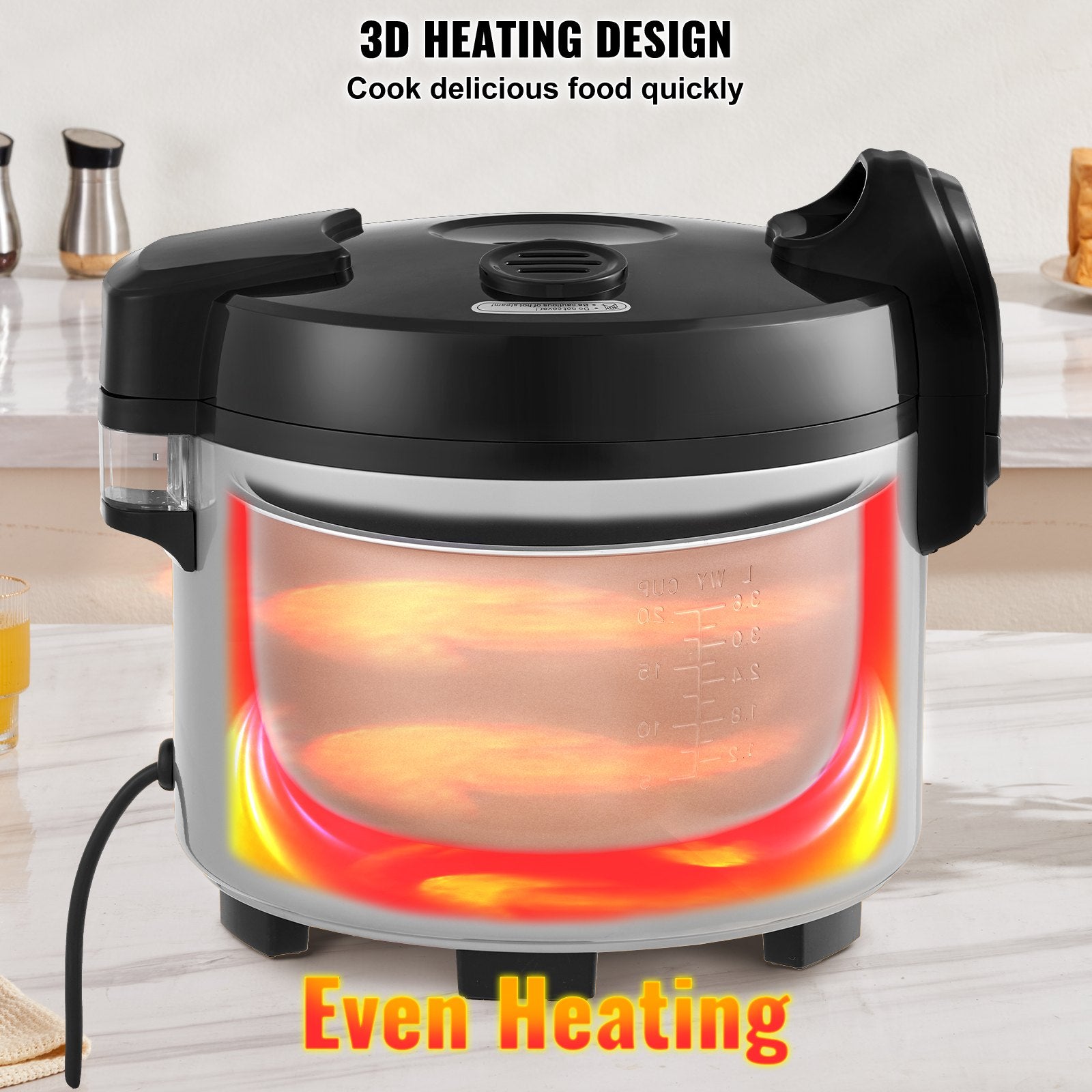 Commercial Rice Cooker 60-Cup 13L, Large Nonstick Cooker with Warmer & Paddle