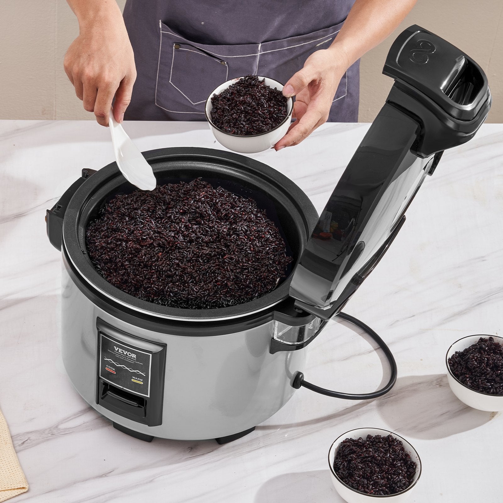 Commercial Rice Cooker 70-Cup 15L, Large Nonstick Cooker with Warmer & Paddle
