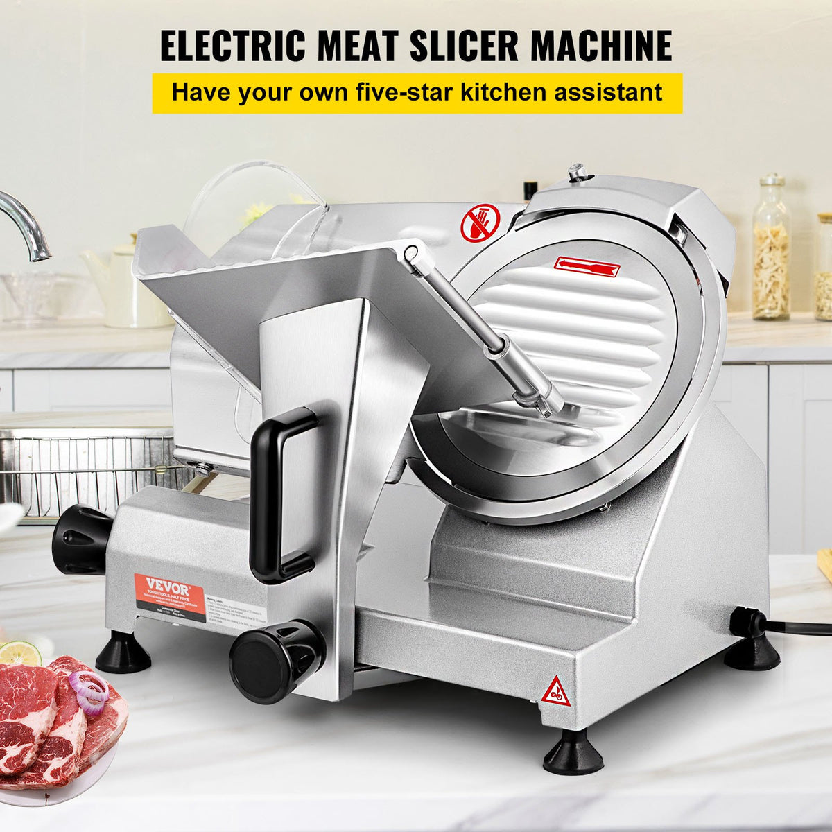200W Electric Meat Slicer w/ 8in Blade Adjustable Thickness Deli Slicer