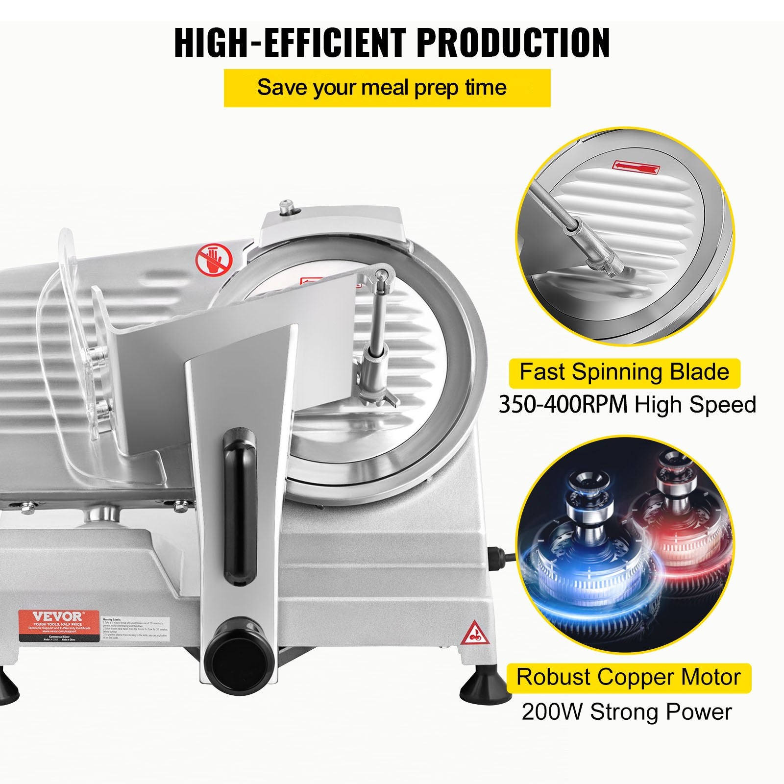 200W Electric Meat Slicer w/ 8in Blade Adjustable Thickness Deli Slicer