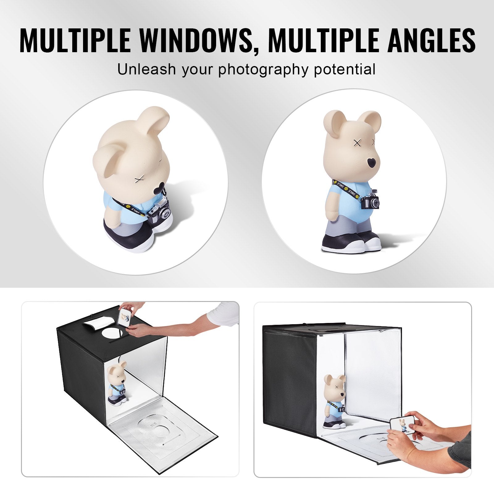 Photo Studio Light Box 3000-5600K Adjustable Tent Kit 160 LED with 6 Backdrops