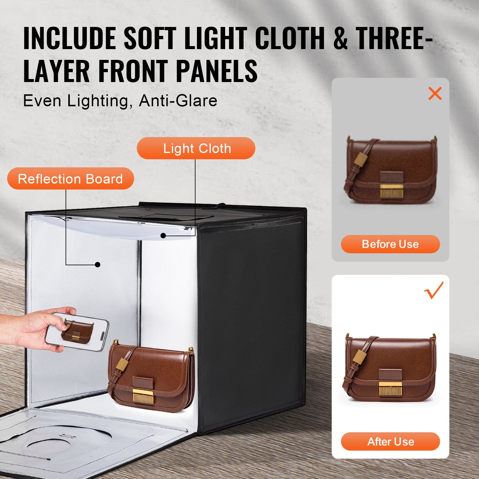 Photo Studio Light Box 3000-5600K Adjustable Tent Kit 160 LED with 6 Backdrops