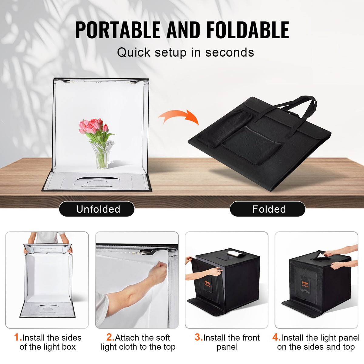 Photo Studio Light Box 3000-5600K Adjustable Tent Kit 160 LED with 6 Backdrops