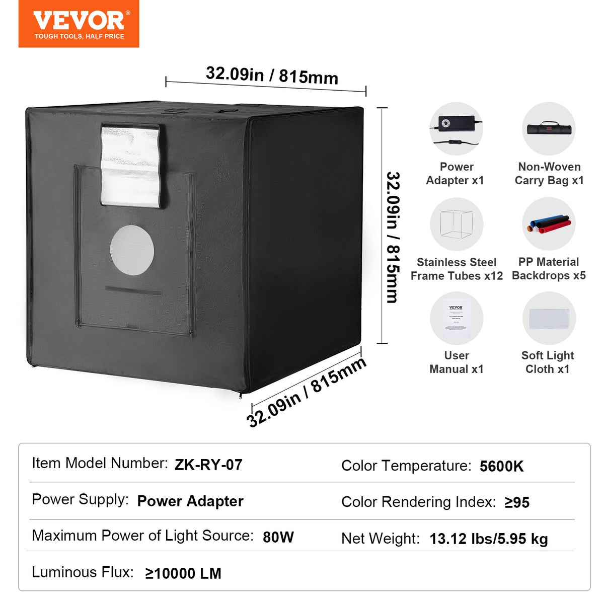Photo Studio Light Box 5600K Shooting Tent Kit 210 LED with 5 Backdrops