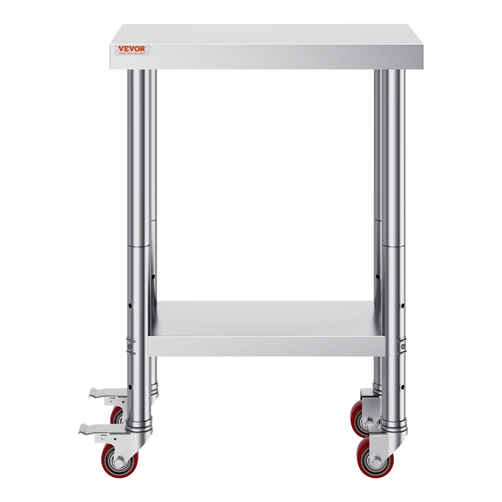Stainless Steel Work Table 24x12x32in Wheels Heavy Duty Commercial Prep