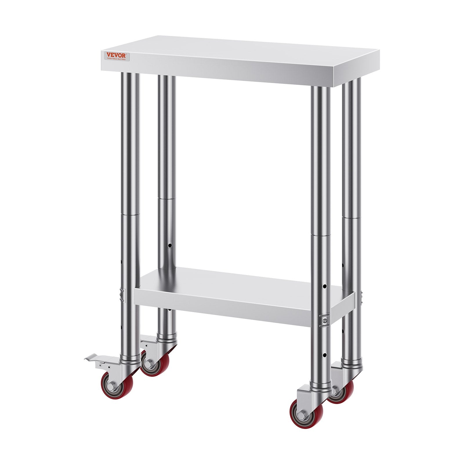 Stainless Steel Work Table 24x12x32in Wheels Heavy Duty Commercial Prep