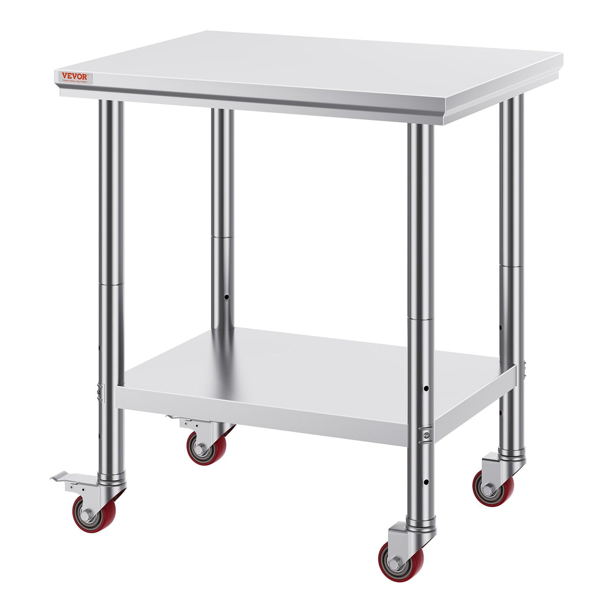 Stainless Steel Work Table 24x30x33.8in Wheels Heavy Duty Commercial Prep