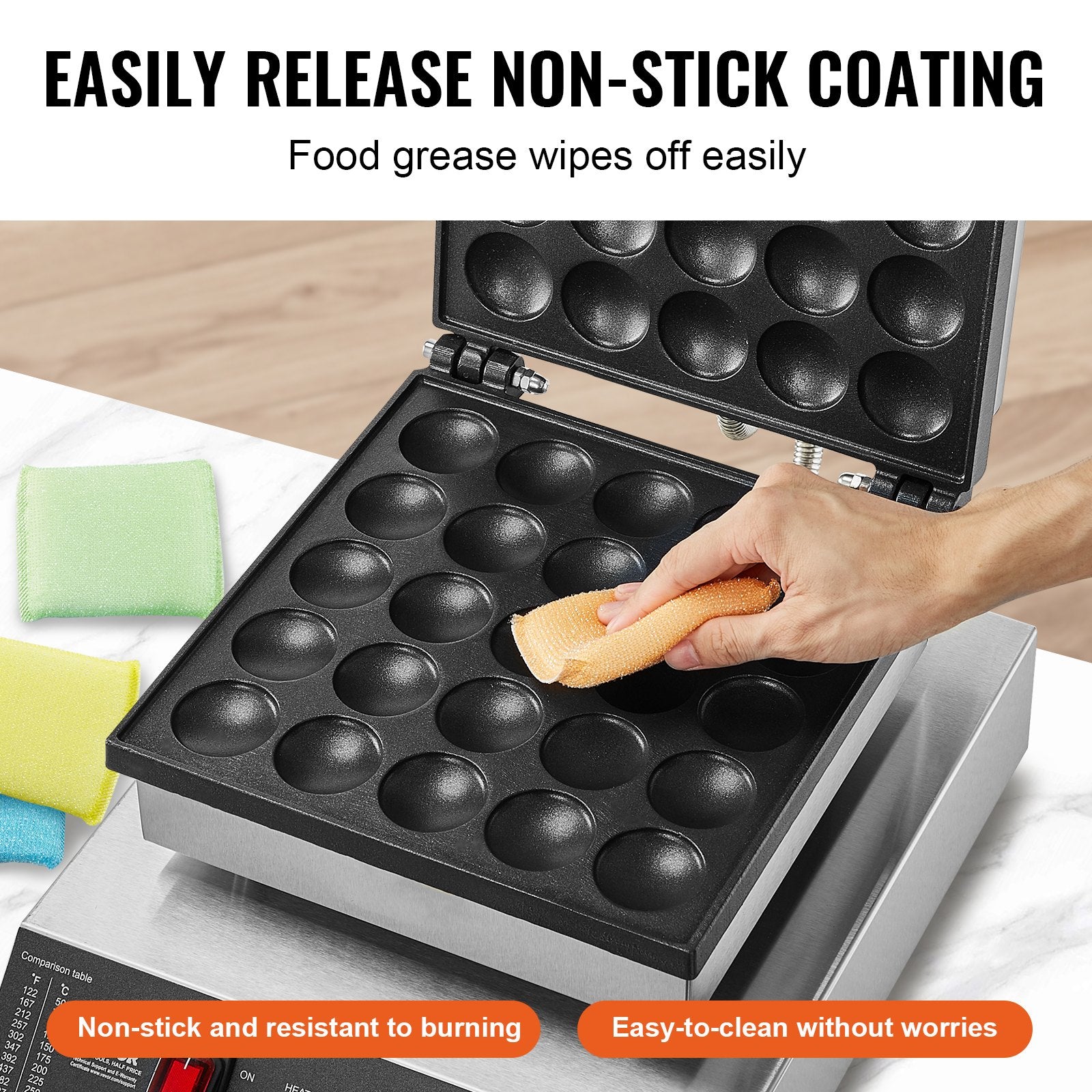 Mini Dutch Pancake Maker 25PCS 43mm, 1700W Electric Poffertjes Grill, Non-Stick