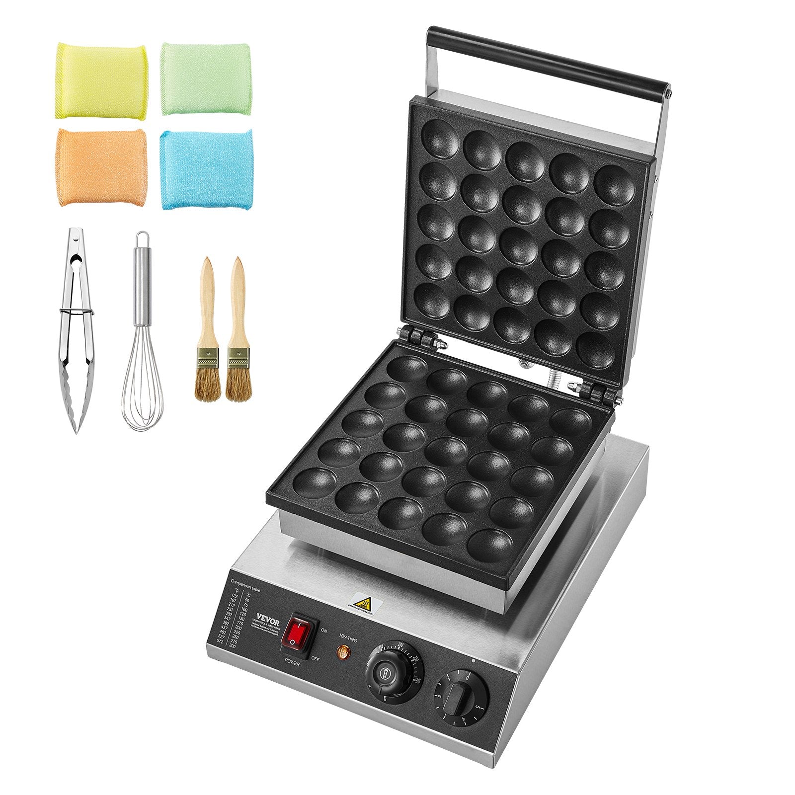 Mini Dutch Pancake Maker 25PCS 43mm, 1700W Electric Poffertjes Grill, Non-Stick