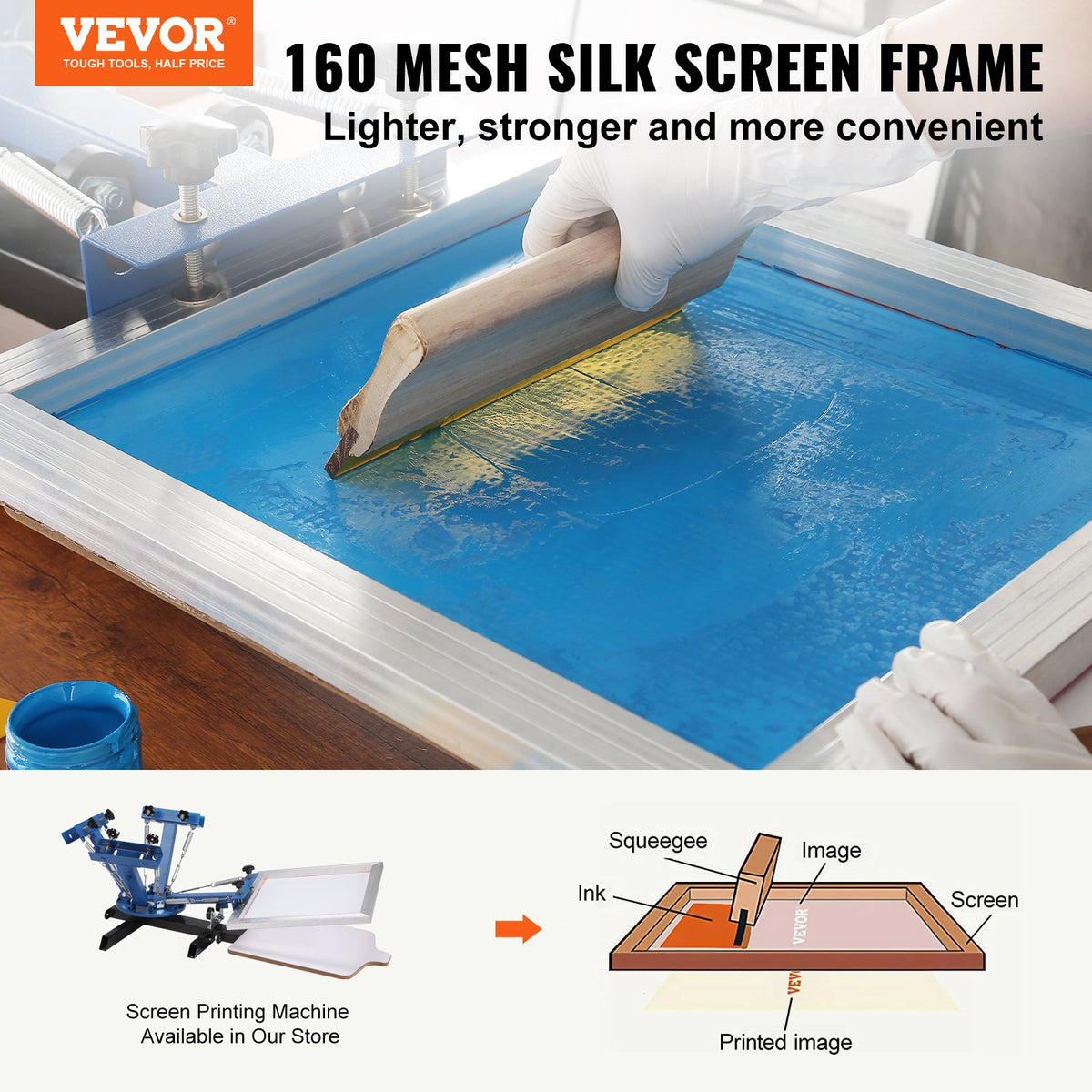Screen Printing Kit 6 Aluminum Frames 20x24 inch with 160 Mesh for T-Shirts