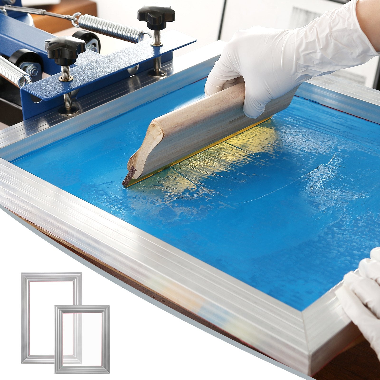 Screen Printing Kit 2 Aluminum Frames 20.3x25.4 & 25.4x35.6 cm with 110 Mesh