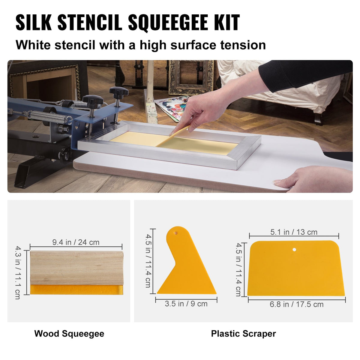 Screen Printing Kit 3 Piece Aluminum Frames 25x36 20x30 15x25cm 110 Mesh
