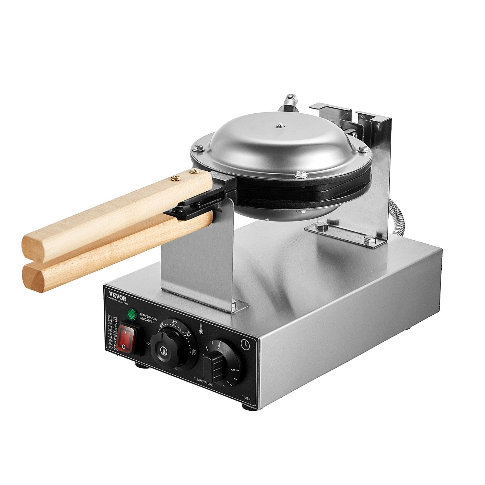 Commercial Bubble Waffle Maker 1400W Non-Stick Stainless Egg Puff Temp Control