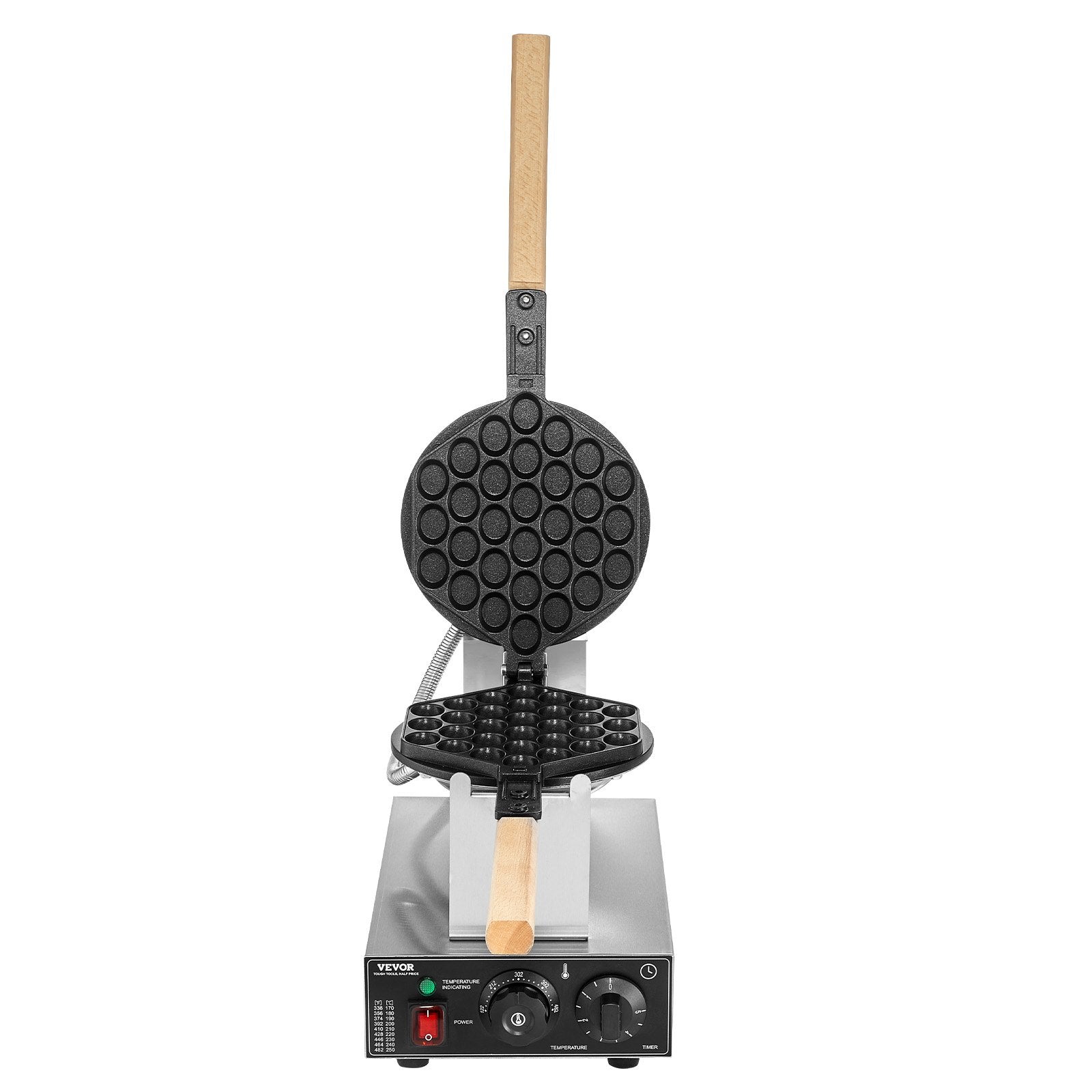 Commercial Bubble Waffle Maker 1400W Non-Stick Stainless Egg Puff Temp Control