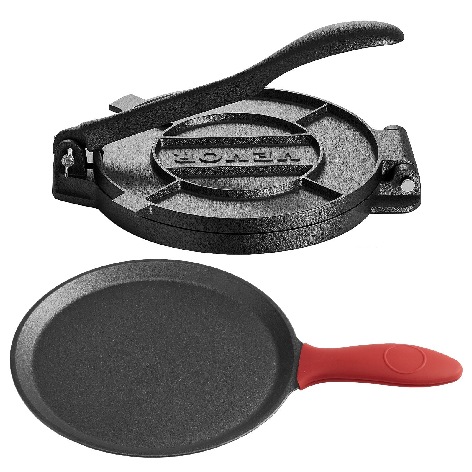 Tortilla Press 250mm Cast Iron Heavy Duty Roti Taco Maker 100Pcs Parchment Paper