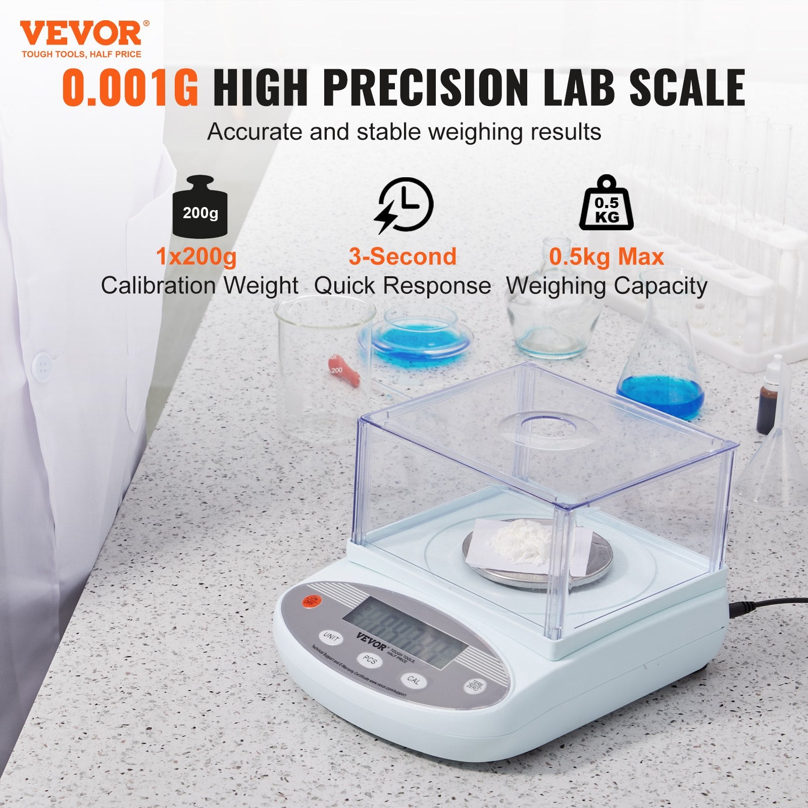 High Precision Digital Analytical Balance Lab Weighing Scale 0.001g–0.01g LCD