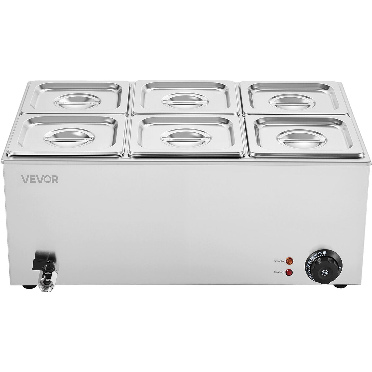 Commercial Food Warmer, 6-Pan Electric Steam Table, 1200W Countertop Bain Marie