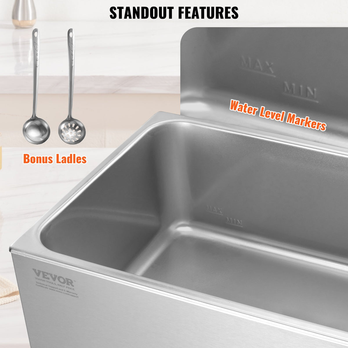 18L Commercial Electric Food Warmer 1200W Stainless Steel Bain Marie Steam Table