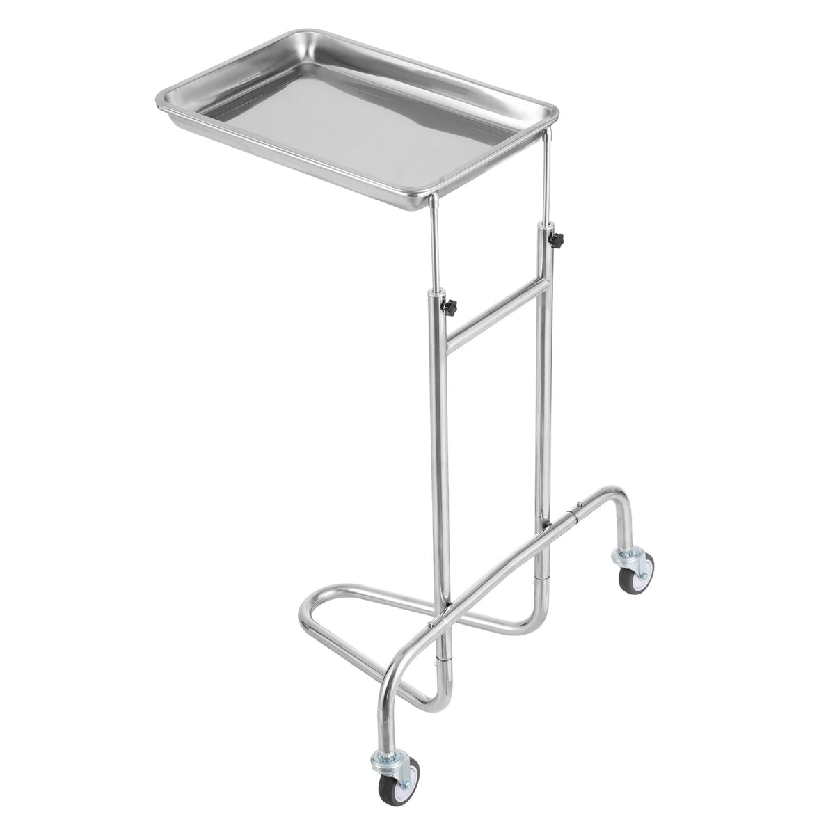 Stainless Steel Lab Cart Single Tray Mobile Medical Rolling 2 Silent Wheels