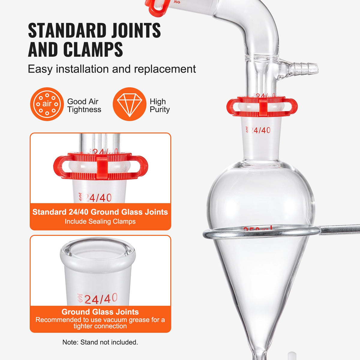 Lab Distillation Kit 1000ml Essential Oil Glassware with 24/40 Joint 29pcs Set