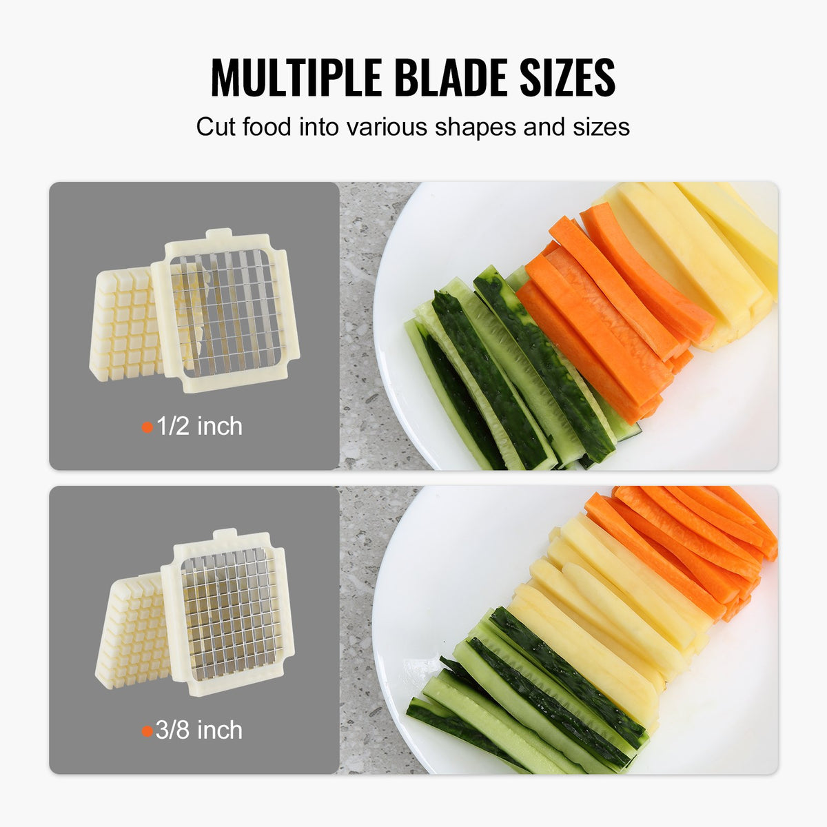 Electric French Fry Cutter Potato Slicer 1/2-Inch 3/8-Inch Stainless Blades