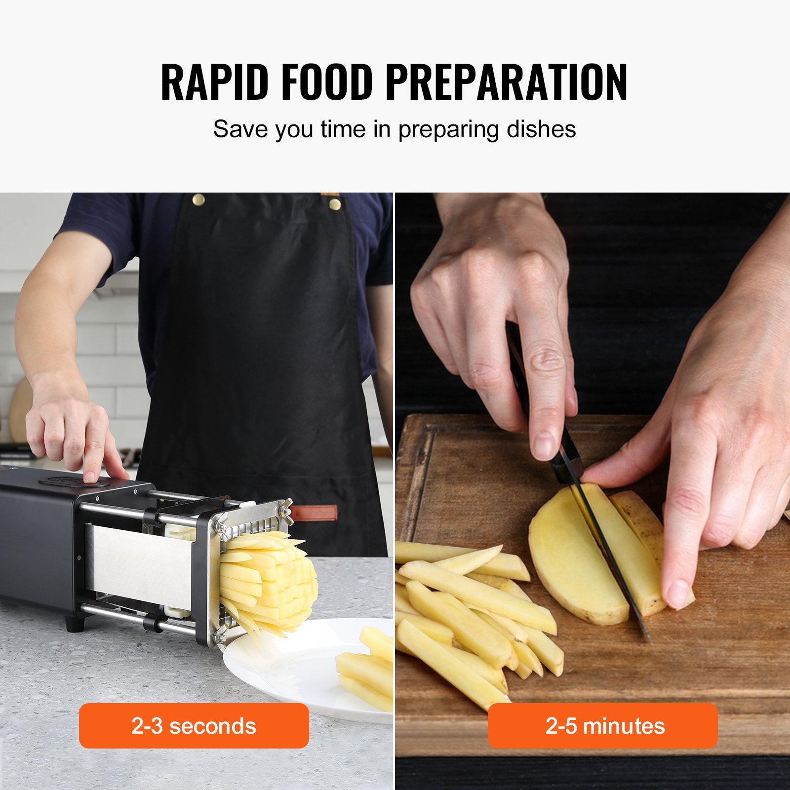 Electric French Fry Cutter Potato Slicer 1/2-Inch 3/8-Inch Stainless Blades