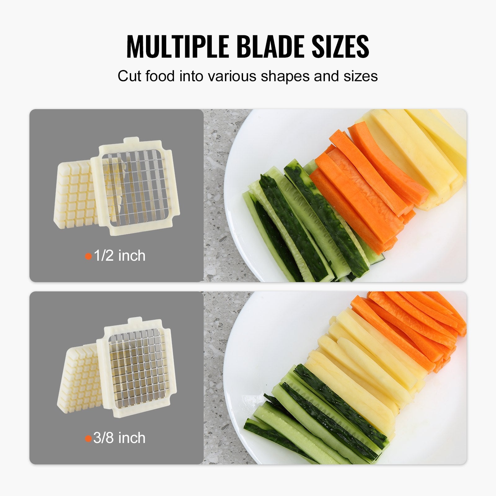 Electric French Fry Cutter Potato Slicer 1/2-Inch 3/8-Inch Stainless Blades