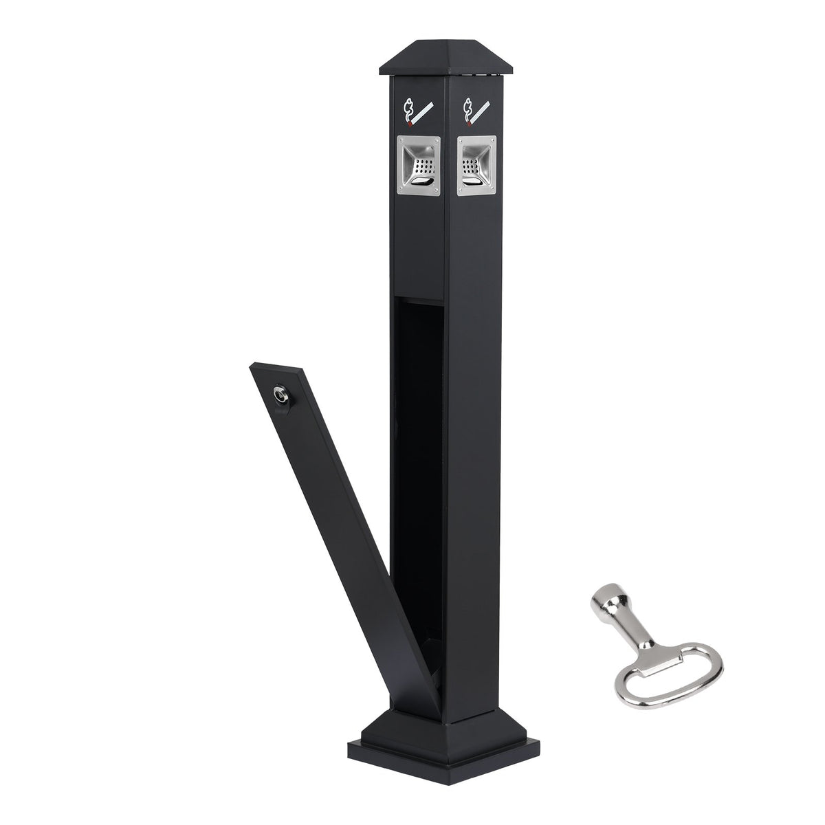 Cigarette Butt Receptacle, Weatherproof Freestanding Outdoor Disposal, 4 Opening