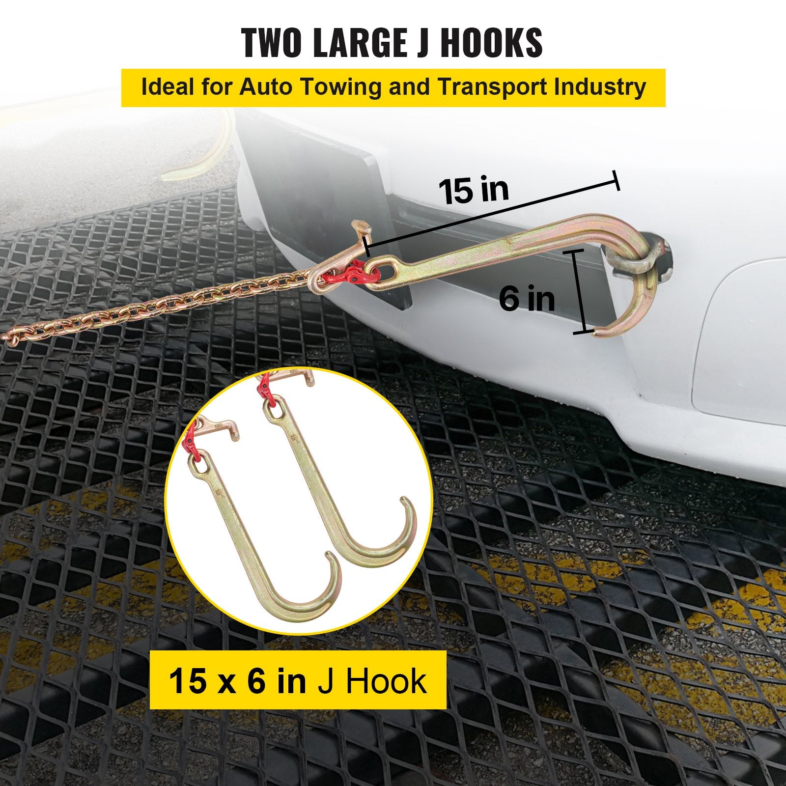 G80 V Bridle Chain 8mm x 60cm with J T Grab Hooks 4898kg Safe Load