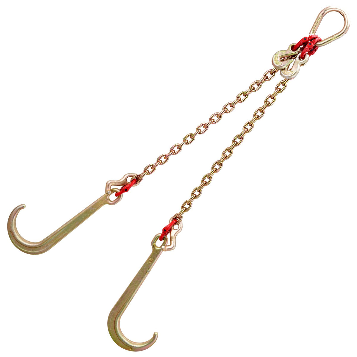 G80 V Bridle Chain 8mm x 60cm with J T Grab Hooks 4898kg Safe Load