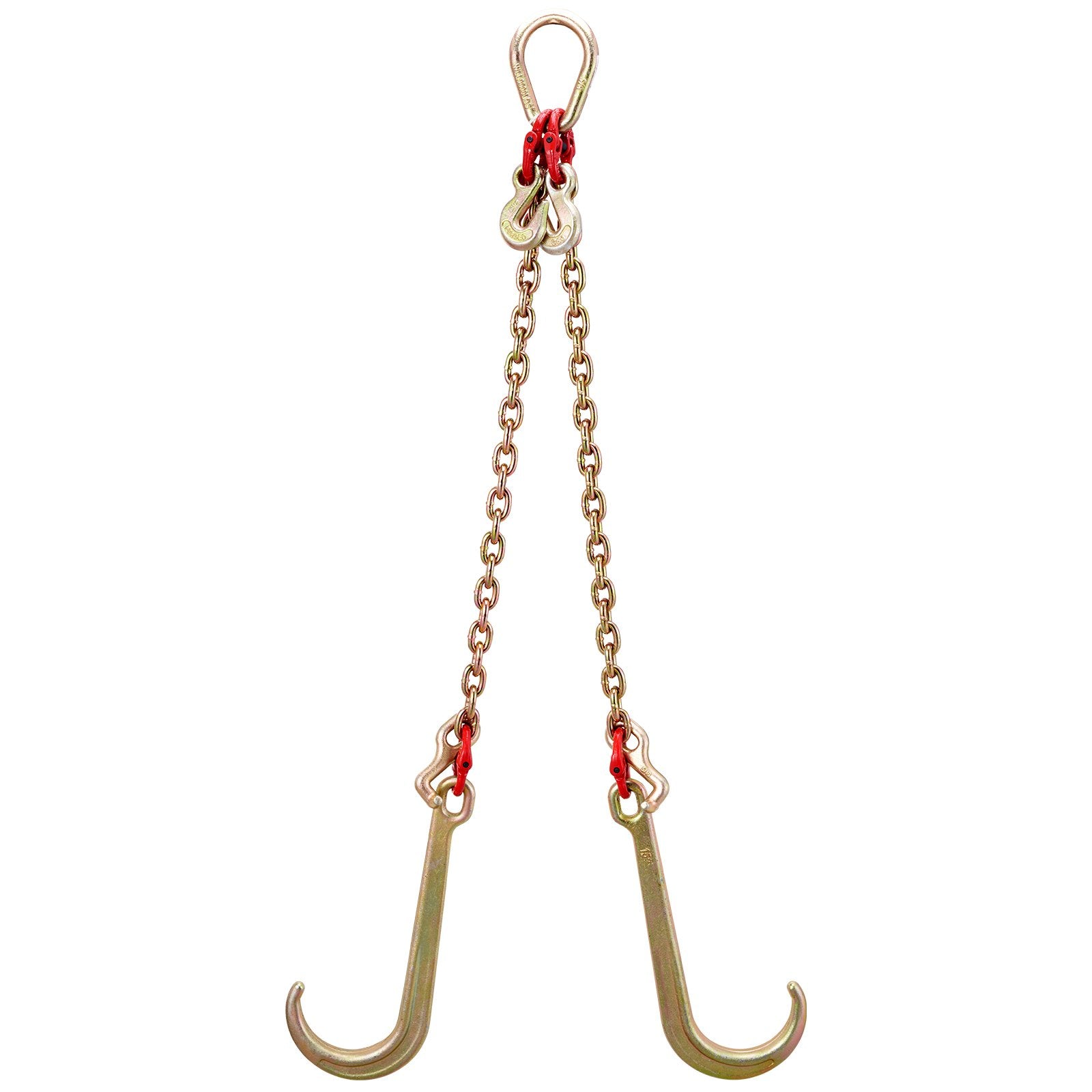 G80 V Bridle Chain 8mm x 60cm with J T Grab Hooks 4898kg Safe Load