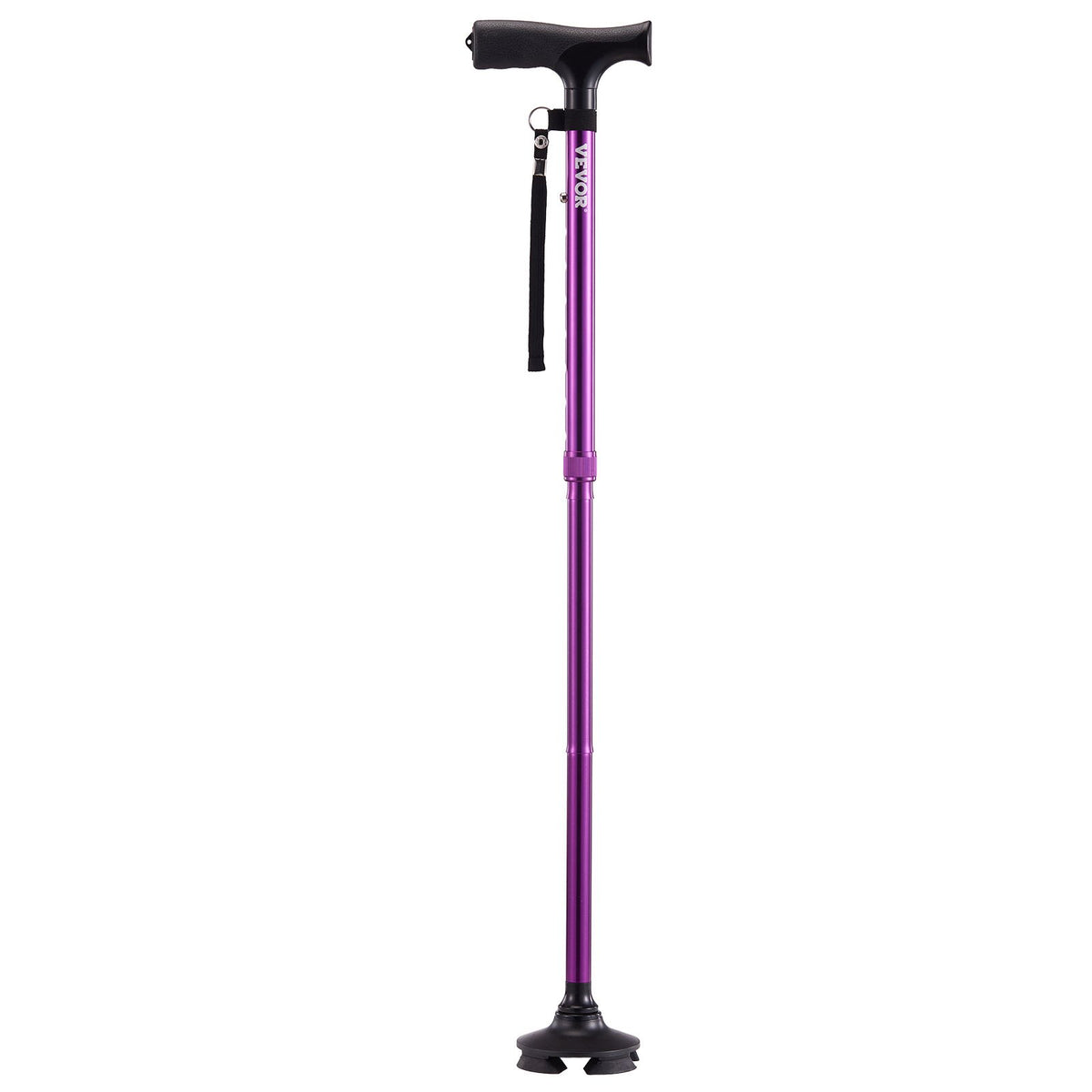 Walking Cane Folding Men Women Adjustable Height 4-Prong Base Aluminum Aid