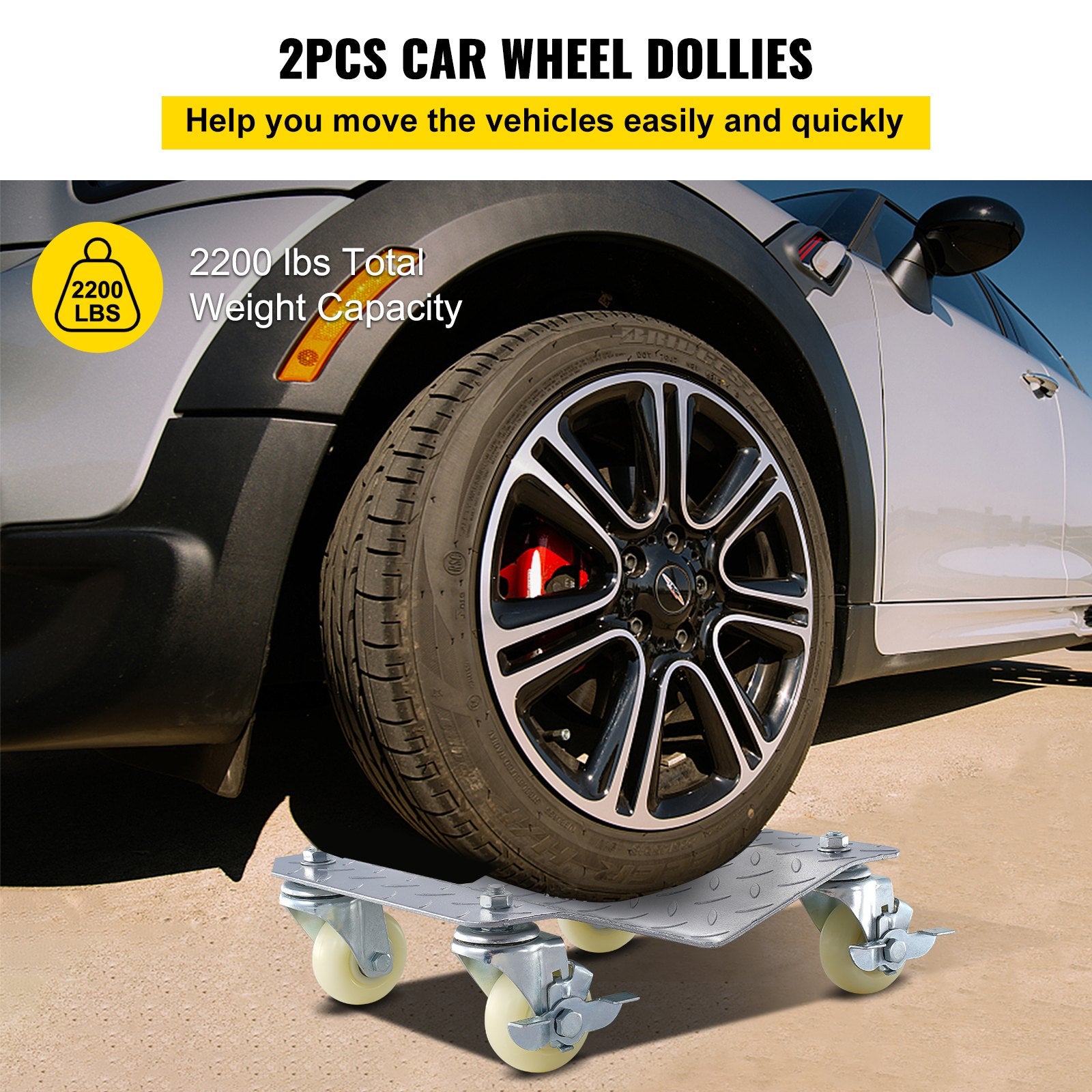 2PCS Tire Wheel Dollies 12x16in Platform with 3in Casters for Vehicle Repair