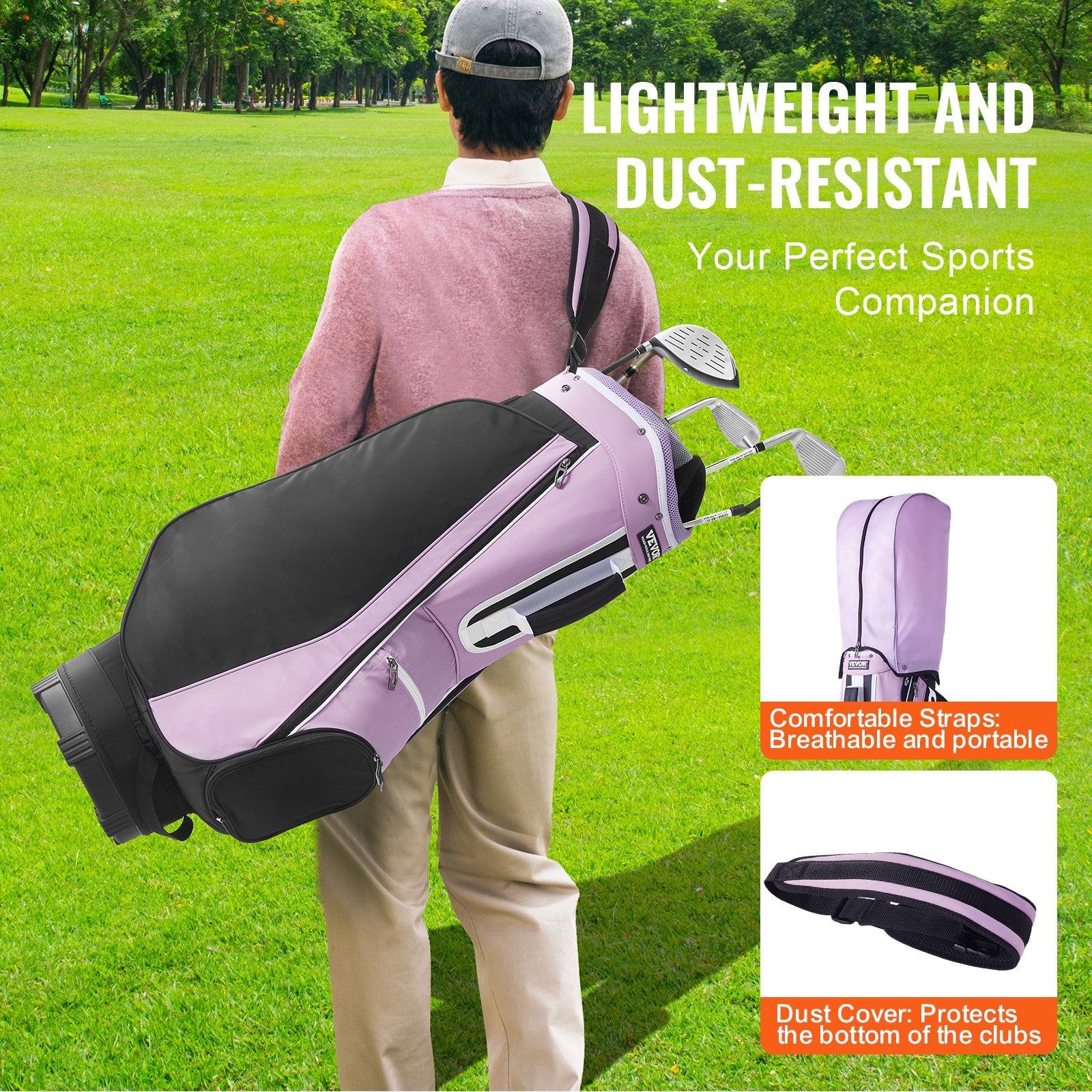 36” Golf Cart Bag with 14-Way Divider Multiple Pockets and Durable Stand Bag