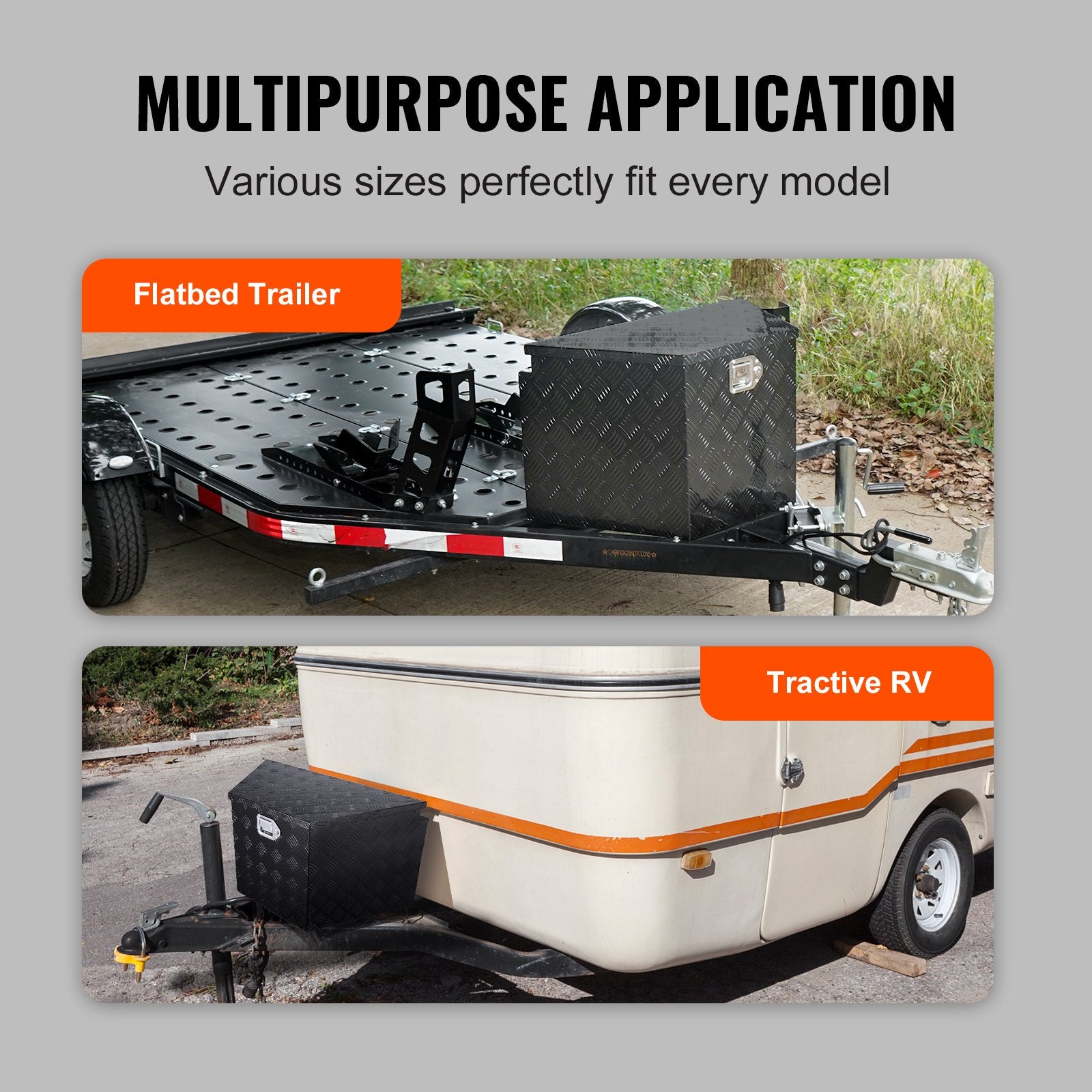 Aluminum Trailer Tongue Box, Heavy Duty Tool Chest with Lock for Truck & RV