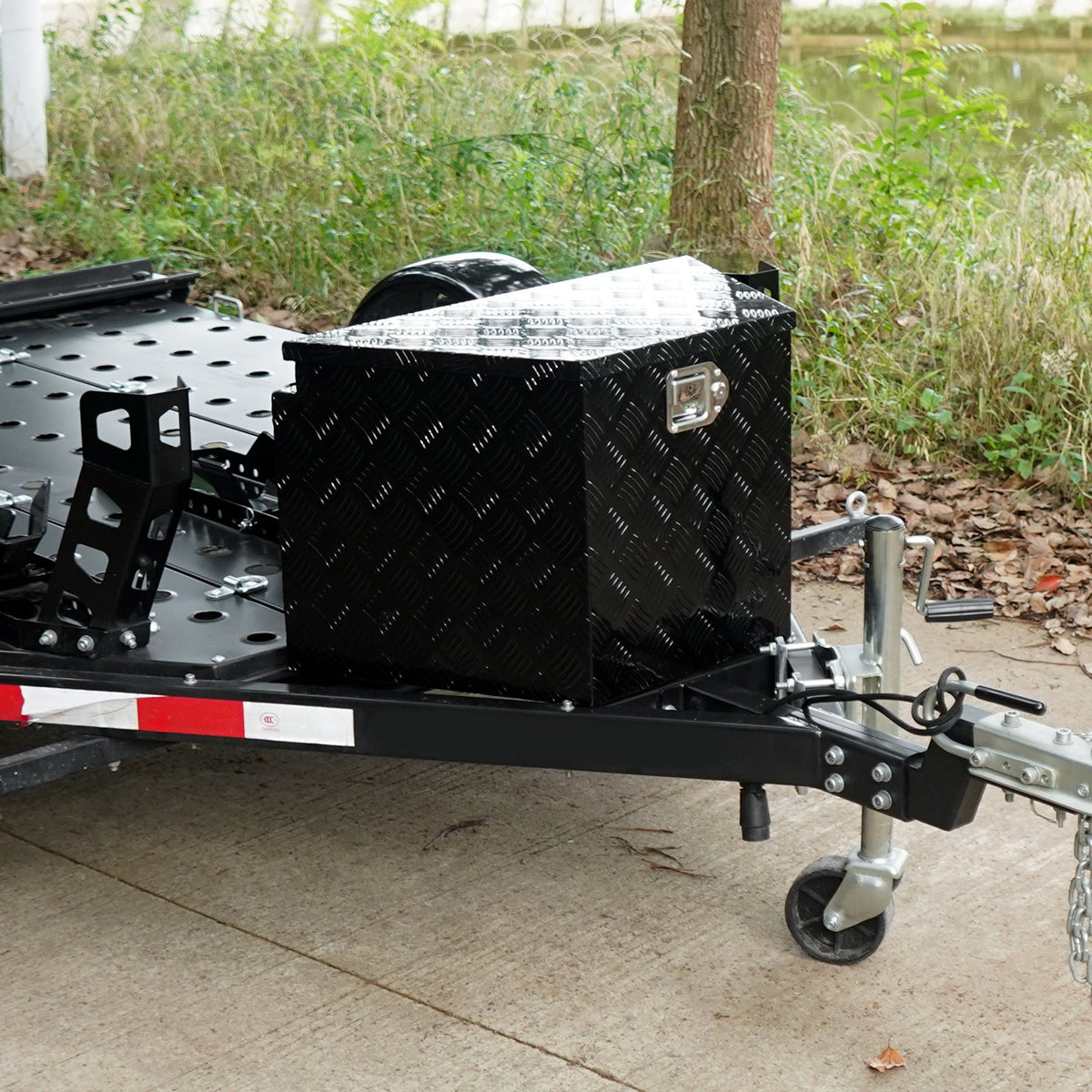 Aluminum Trailer Tongue Box, Heavy Duty Tool Chest with Lock for Truck & RV